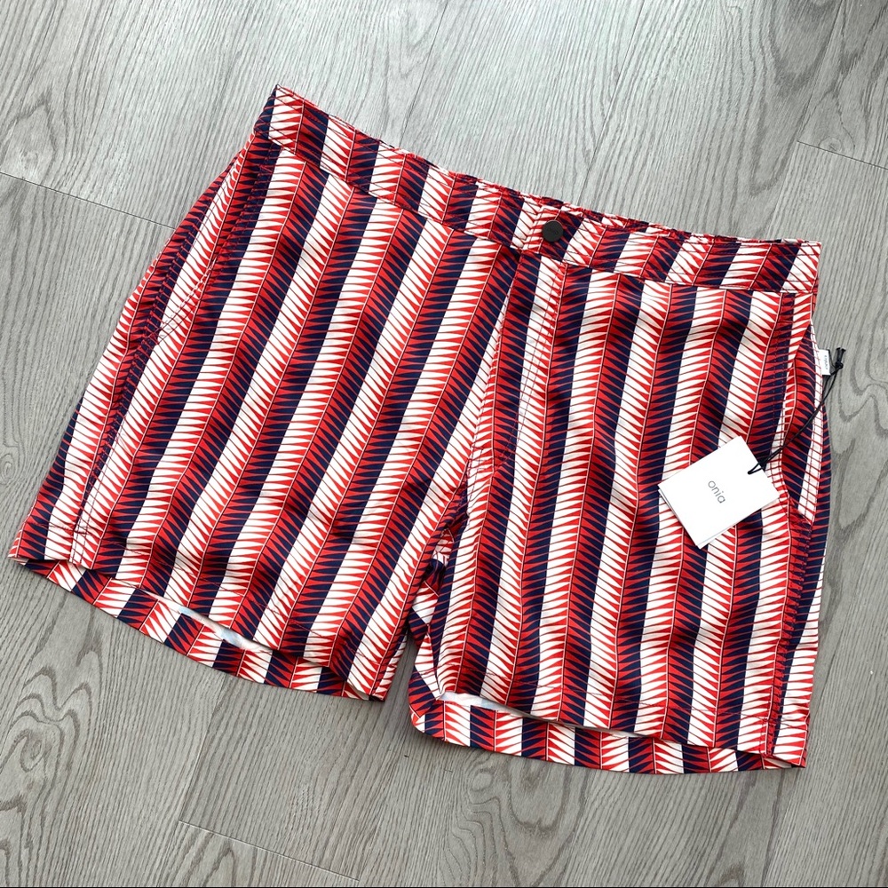 Onia Calder 5 inch Swim Trunks Stripe Geo